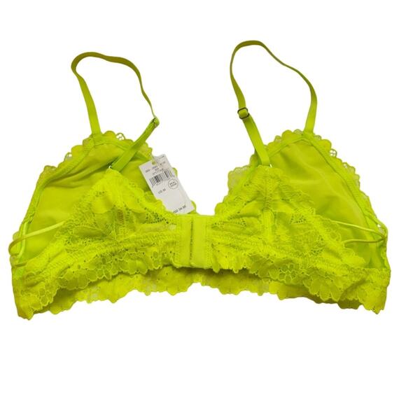 NWT Aerie Chartreuse Floral Lace Triangle‎ Bralette Festival Coquette Fairy -  M - Picture 2 of 5